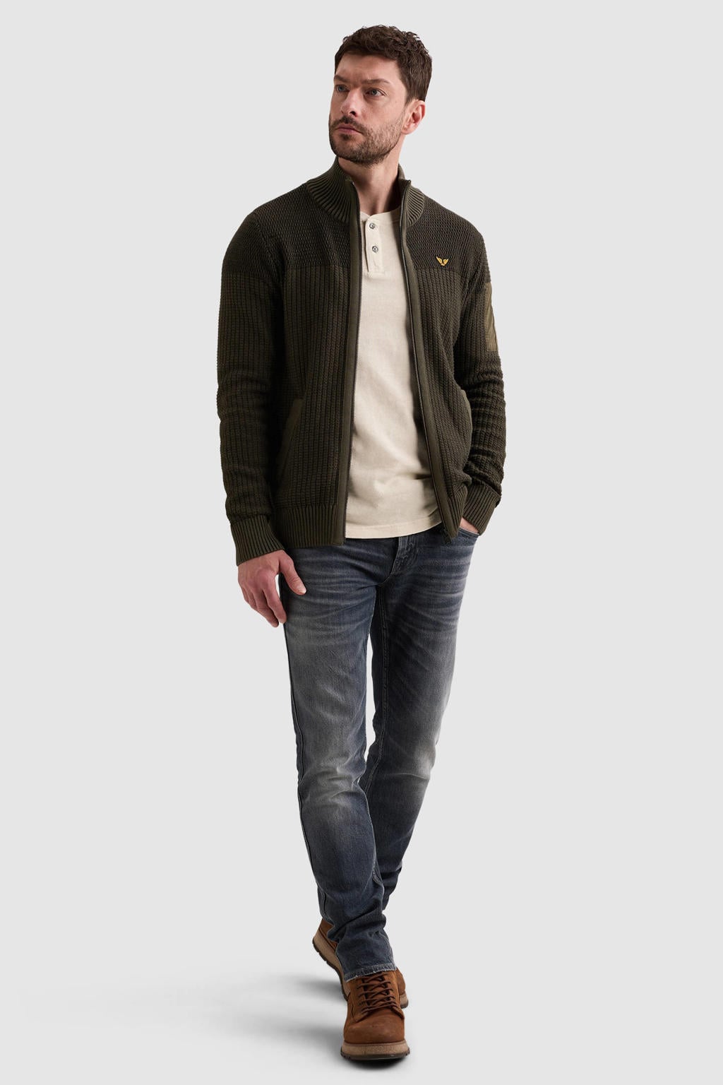 PME Legend katoenen gebreid vest - donkergroen