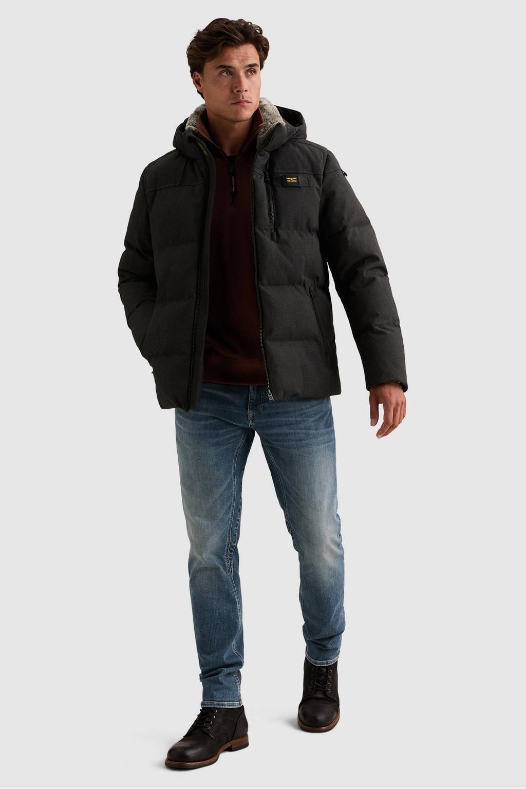PME Legend YETCRAFT pufferjas met imitatiebontkraag - antraciet