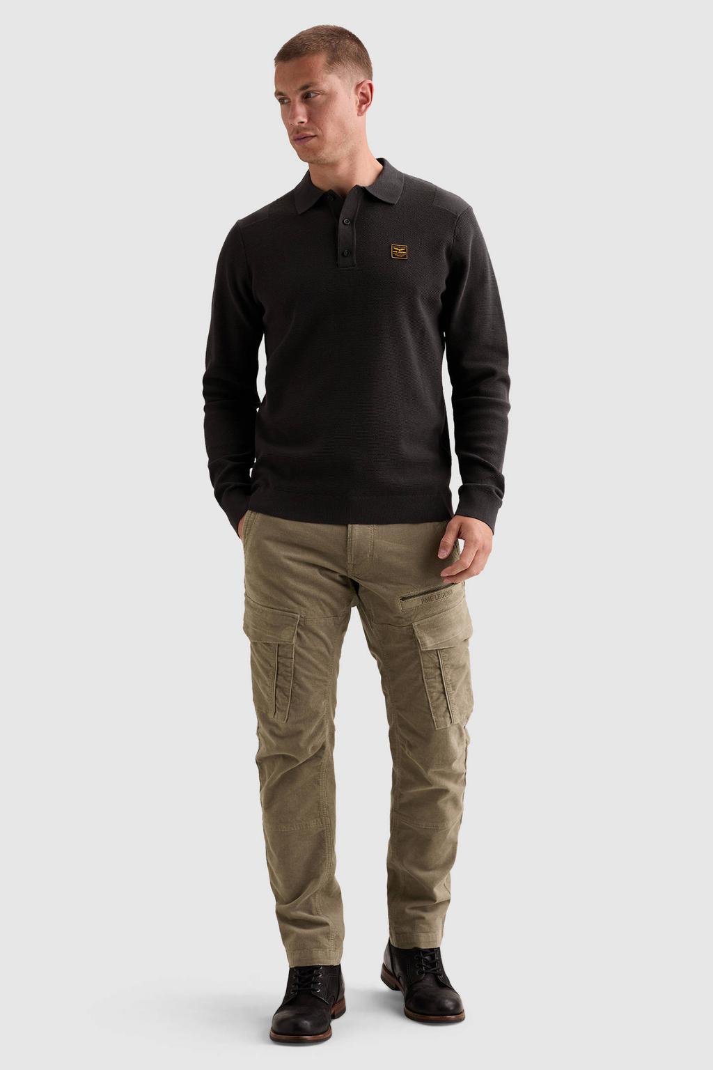 PME Legend katoenen regular fit gebreide trui - obsidian