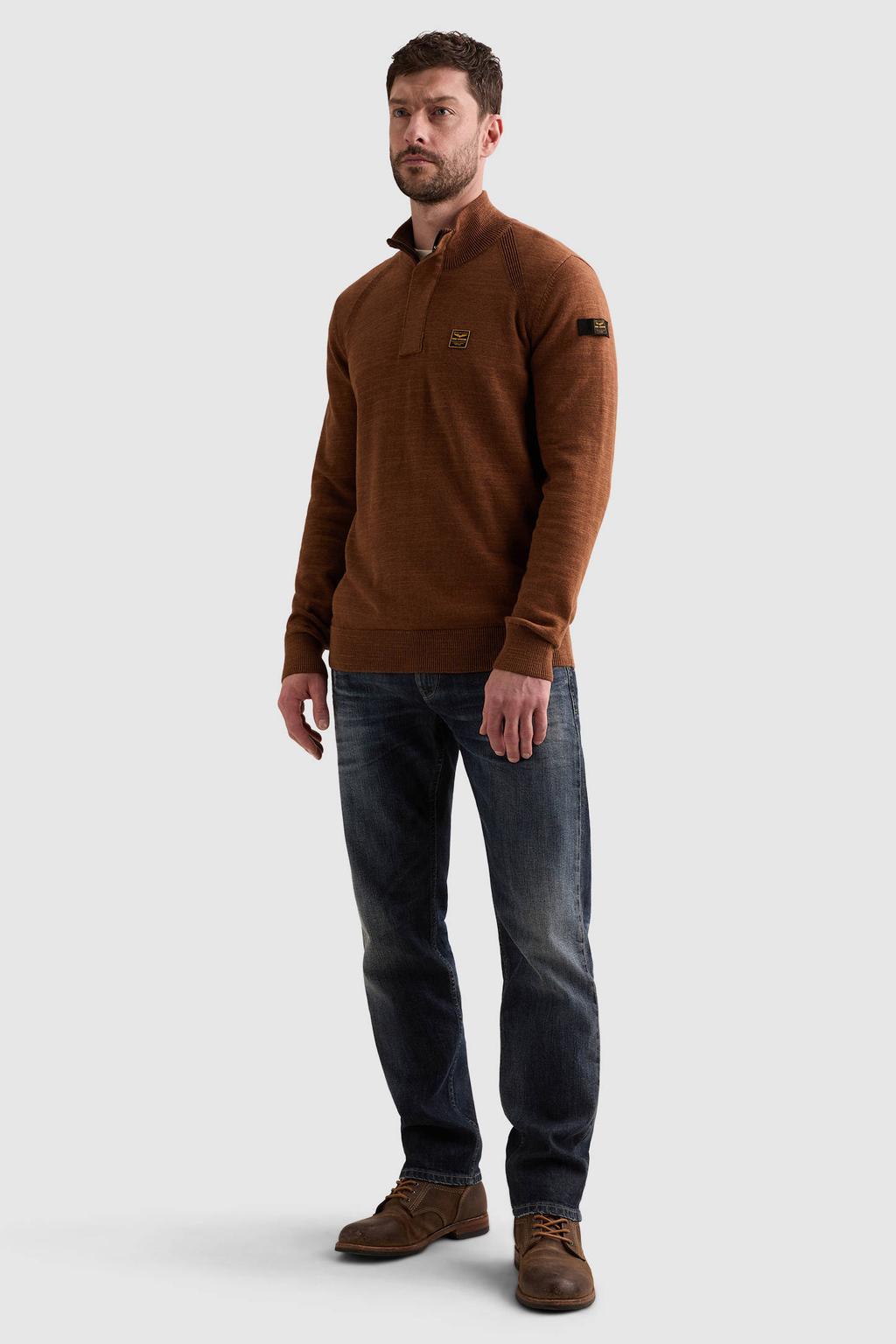 PME Legend katoenen regular fit gebreide gemêleerde trui - arabian spice