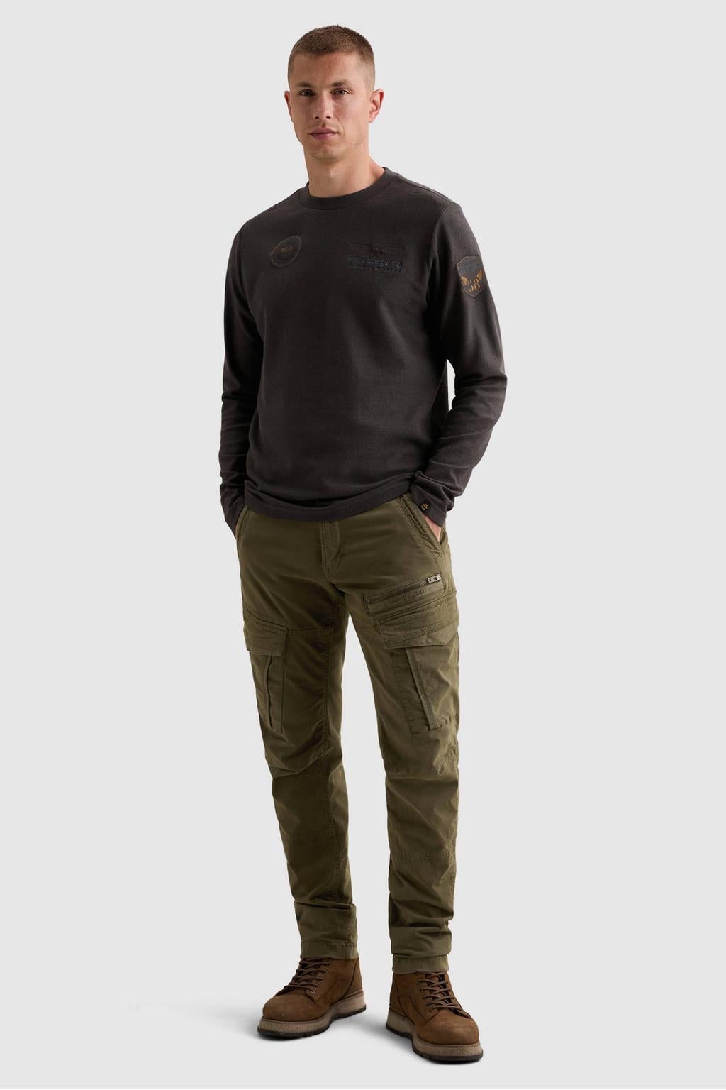 PME Legend regular fit longsleeve met print - antraciet