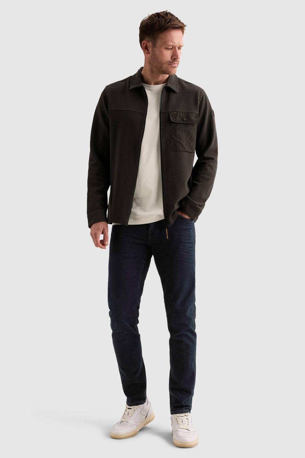 PME Legend regular fit overshirt met wafelstructuur - antraciet