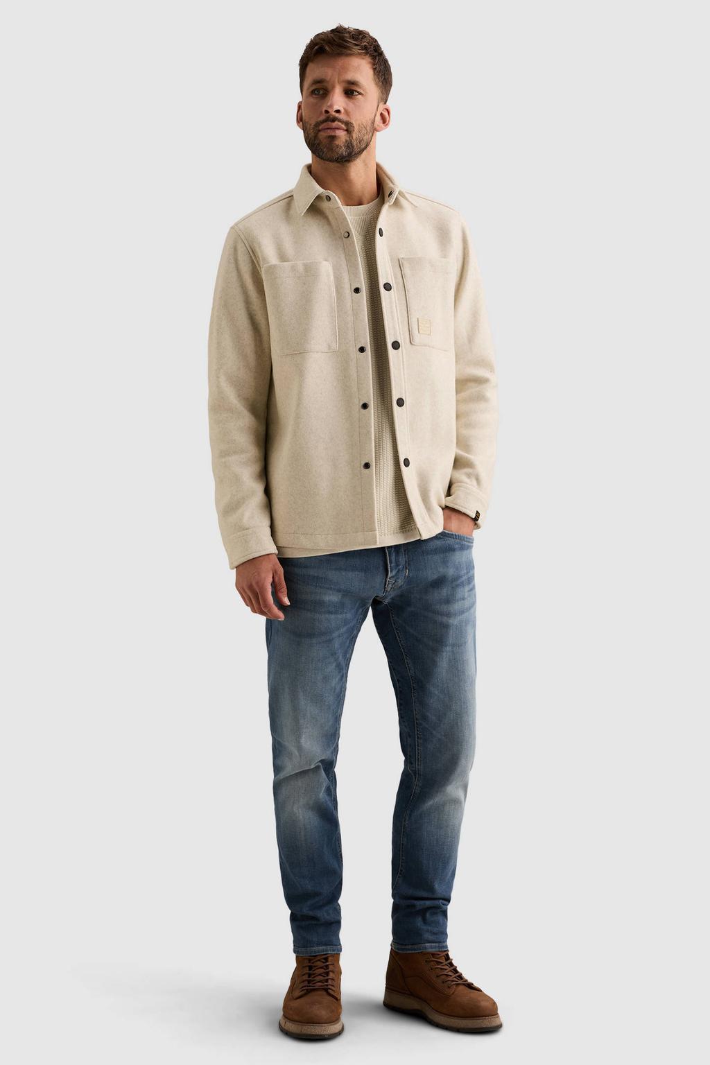 PME Legend fleece regular fit overshirt - bone white