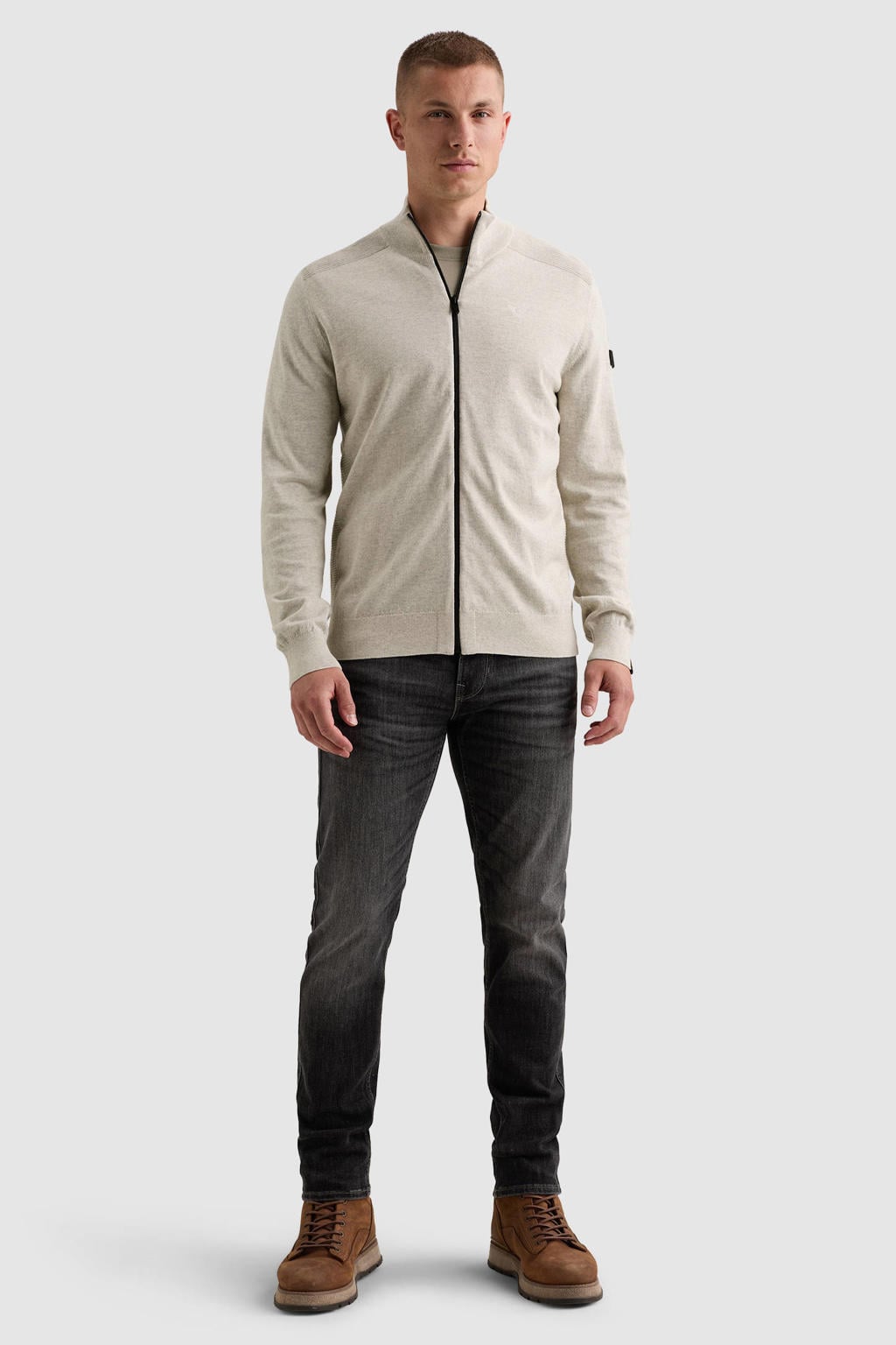 PME Legend katoenen gebreid gemêleerd vest - wit