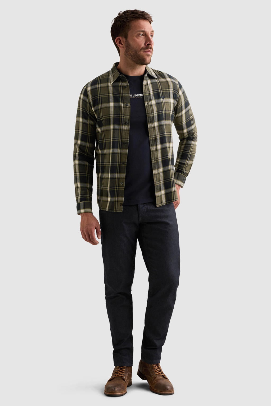 PME Legend flanel regular fit geruit overhemd - kalamata