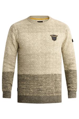 katoenen regular fit gebreide trui - beige