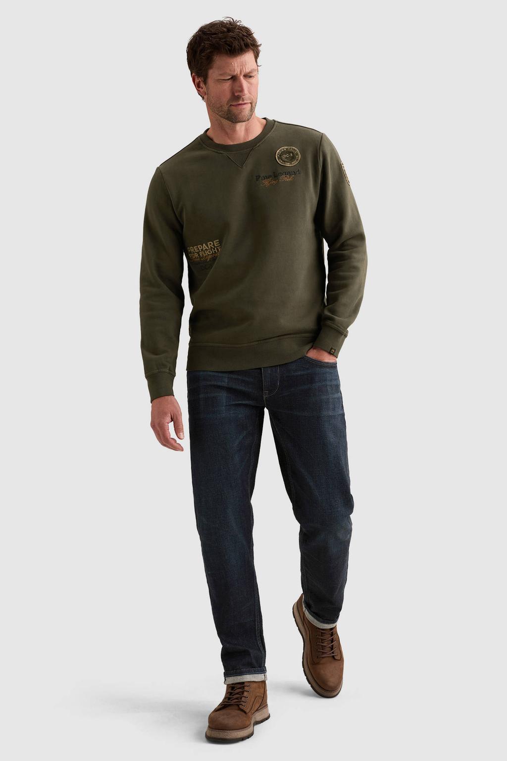 PME Legend regular fit sweater met patches - donkergroen