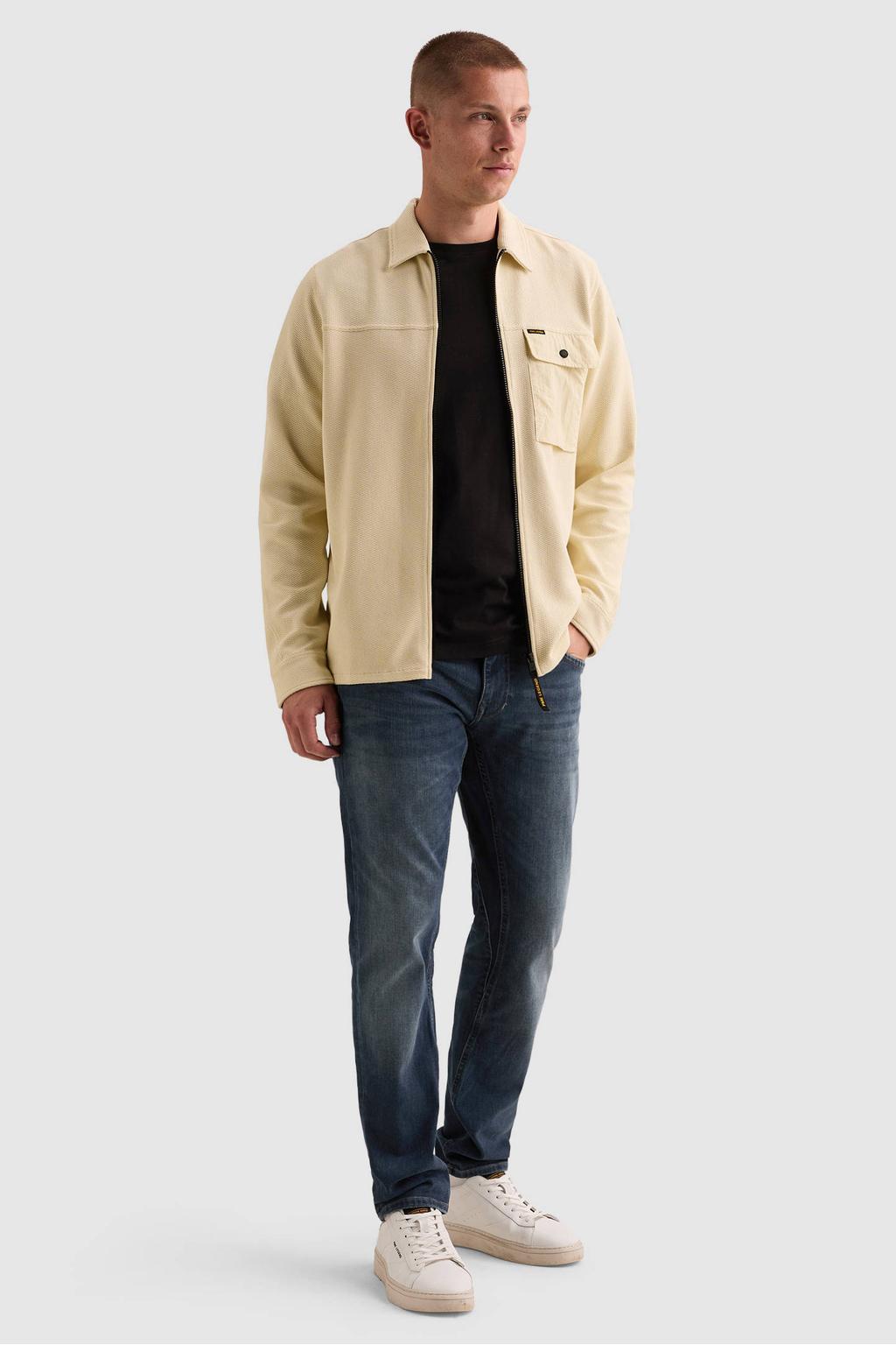 PME Legend regular fit overshirt met wafelstructuur - bone white
