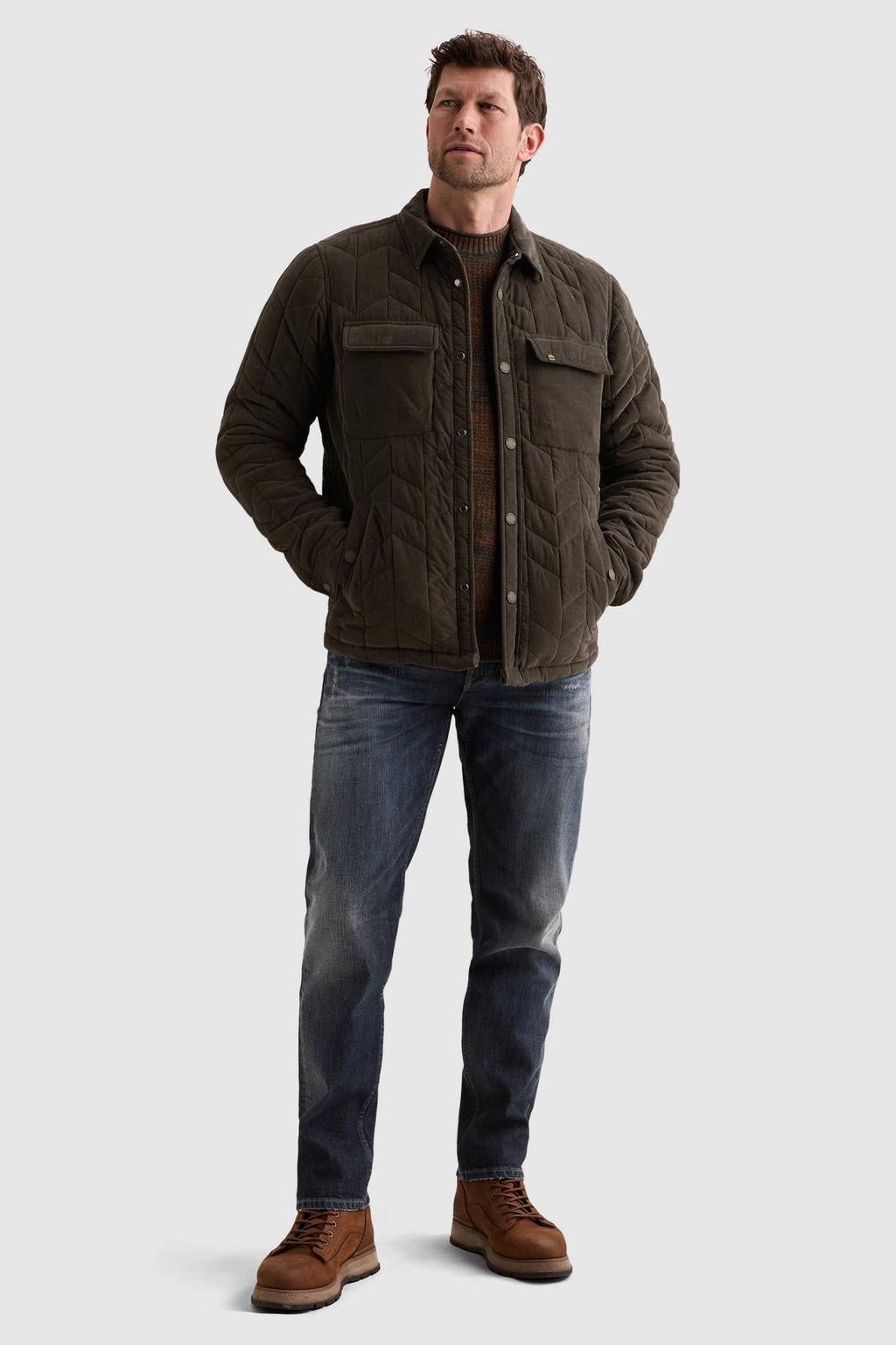 PME Legend corduroy regular fit overshirt - donkergroen