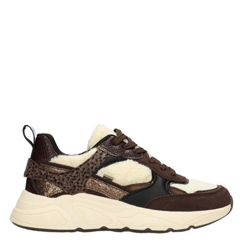 POSH by Poelman Caro chunky suède sneakers bruin/ecru