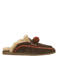 Poelman Nina suède slippers met pompons - bruin