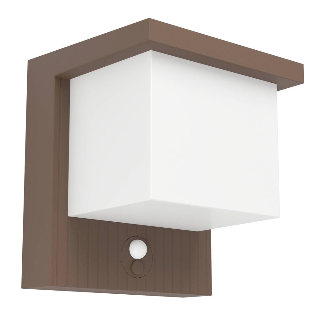 EGLO Frigento Solar Wandlamp Buiten - Sensor - Oplaadbaar - 15 cm - Roestbruin/Melkkleurig