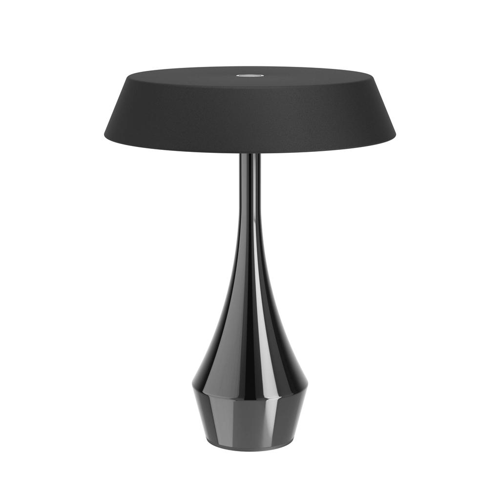 EGLO Turcio Tafellamp - Oplaadbaar - 20 cm - Zwart Glanzend/Zwart - Instelbaar wit licht (warm, neutraal en daglicht) - Draadloos - Dimbaar - Buiten en Binnen