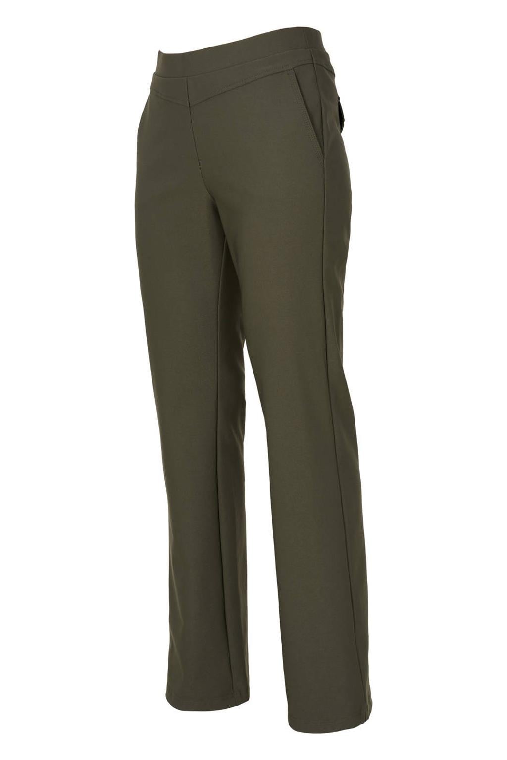 Dreamstar travelstof straight leg broek - olijfgroen