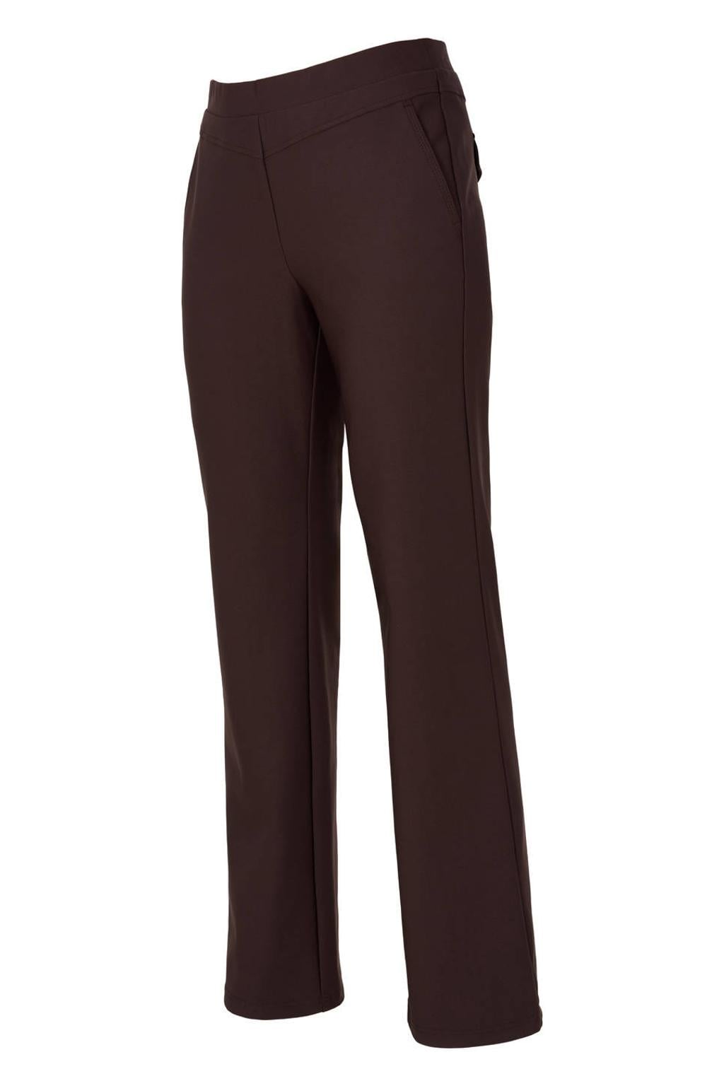 Dreamstar travelstof straight leg broek - donkerbruin