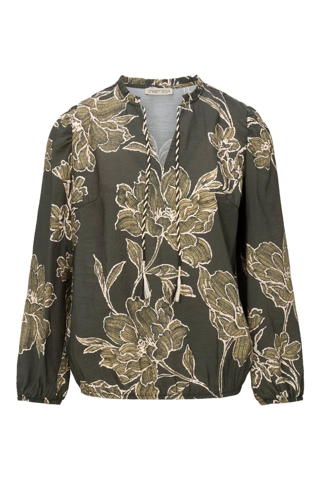 Dreamstar gebloemde blousetop - olijfgroen