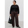 VERO MODA CURVE Plus Size gebreide trui met parels en wol - zwart