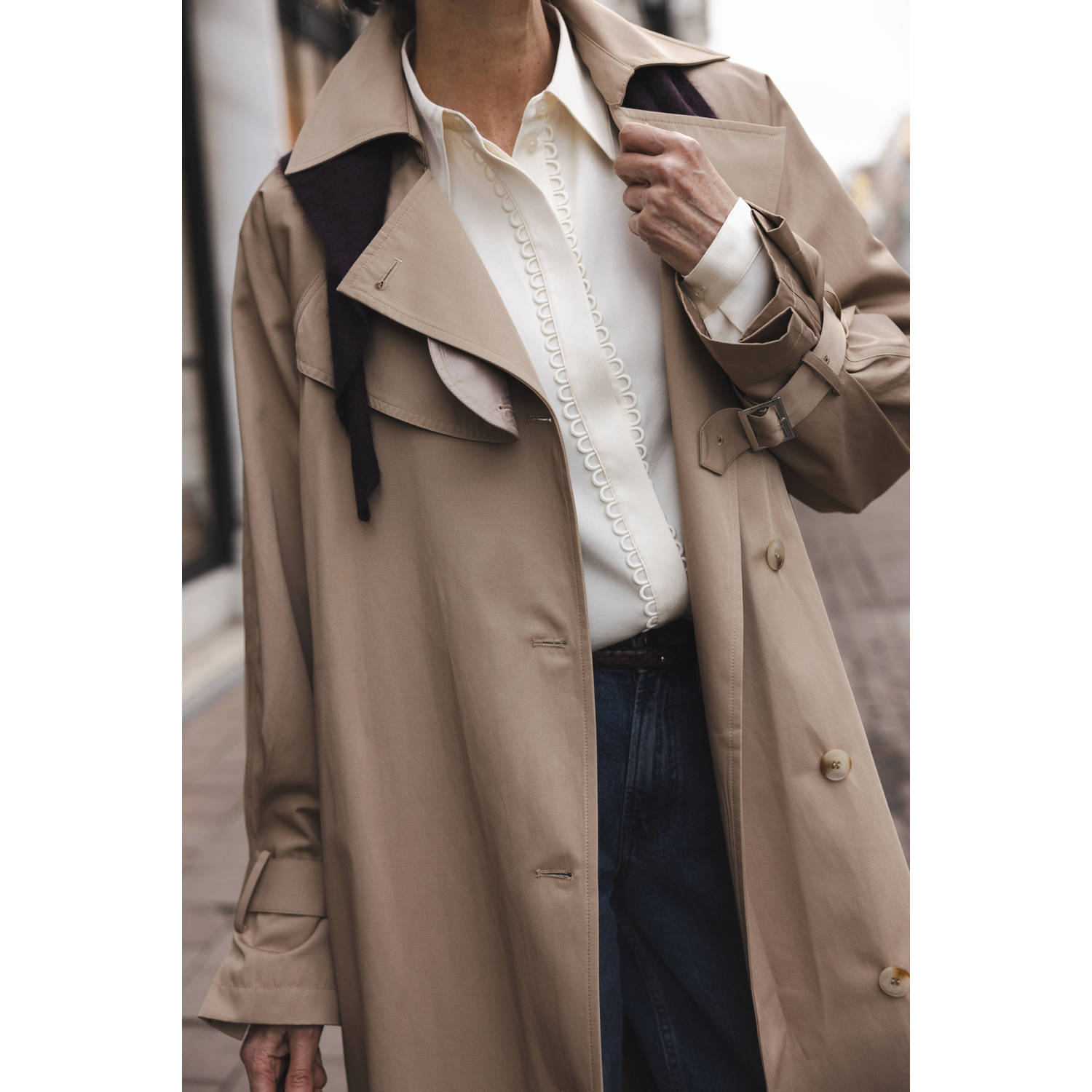 Accentil trenchcoat zand