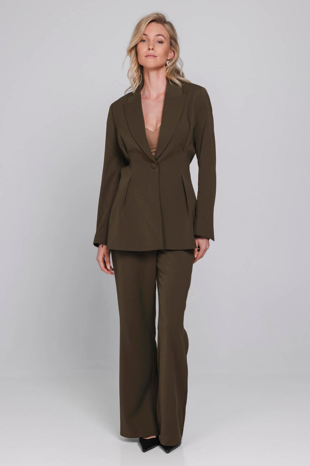 Accentil getailleerde blazer - donkergroen