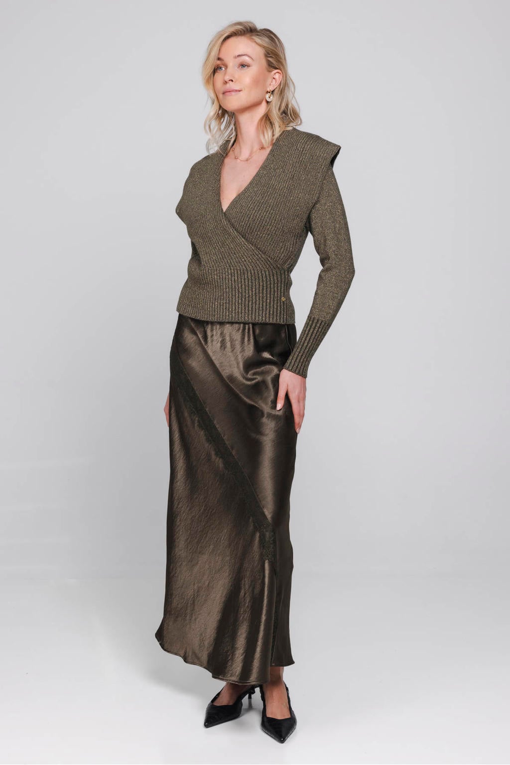 Accentil top met glitters - donkergroen