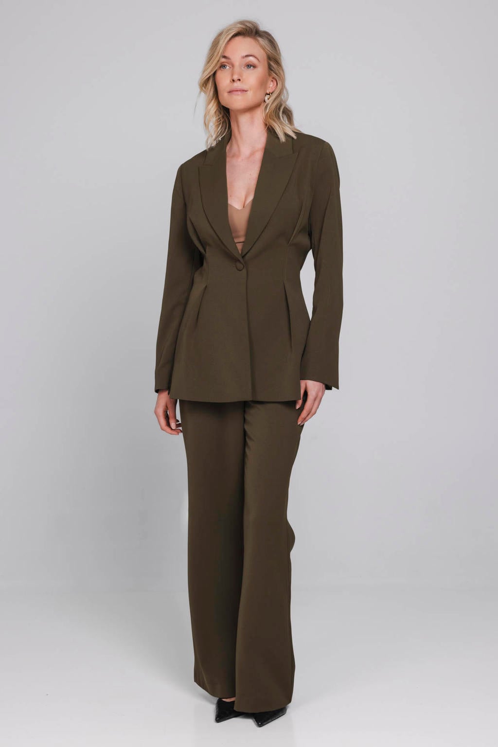 Accentil wide leg broek - donkergroen