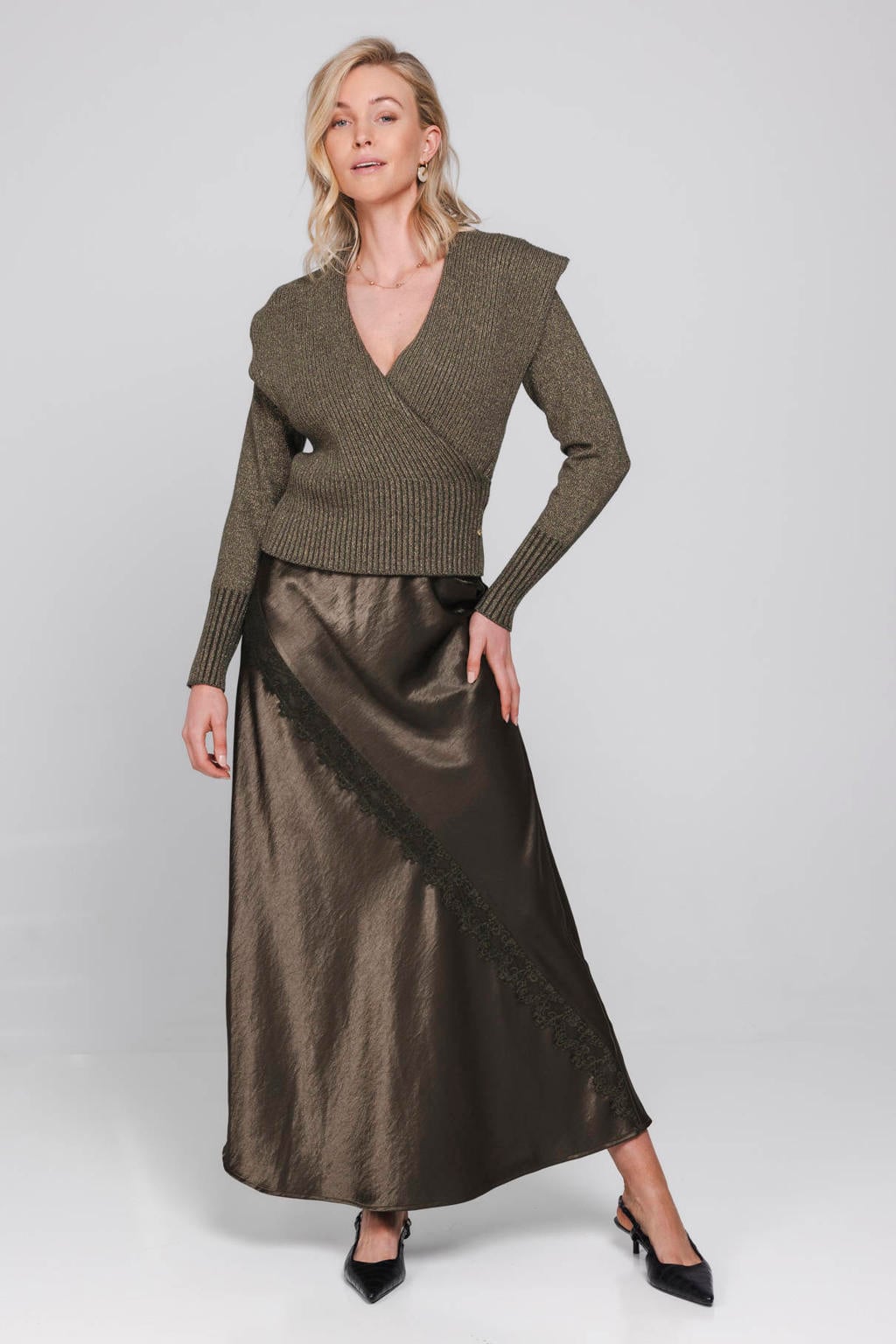 Accentil maxi rok - donkergroen/zwart