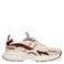 Manfield chunky leren sneakers - beige/bordeaux