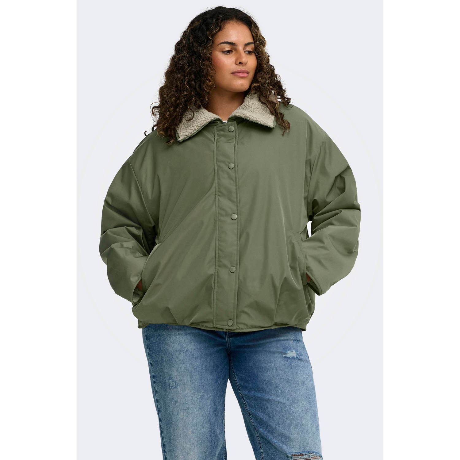 ONLY CARMAKOMA Plus Size anorak groen