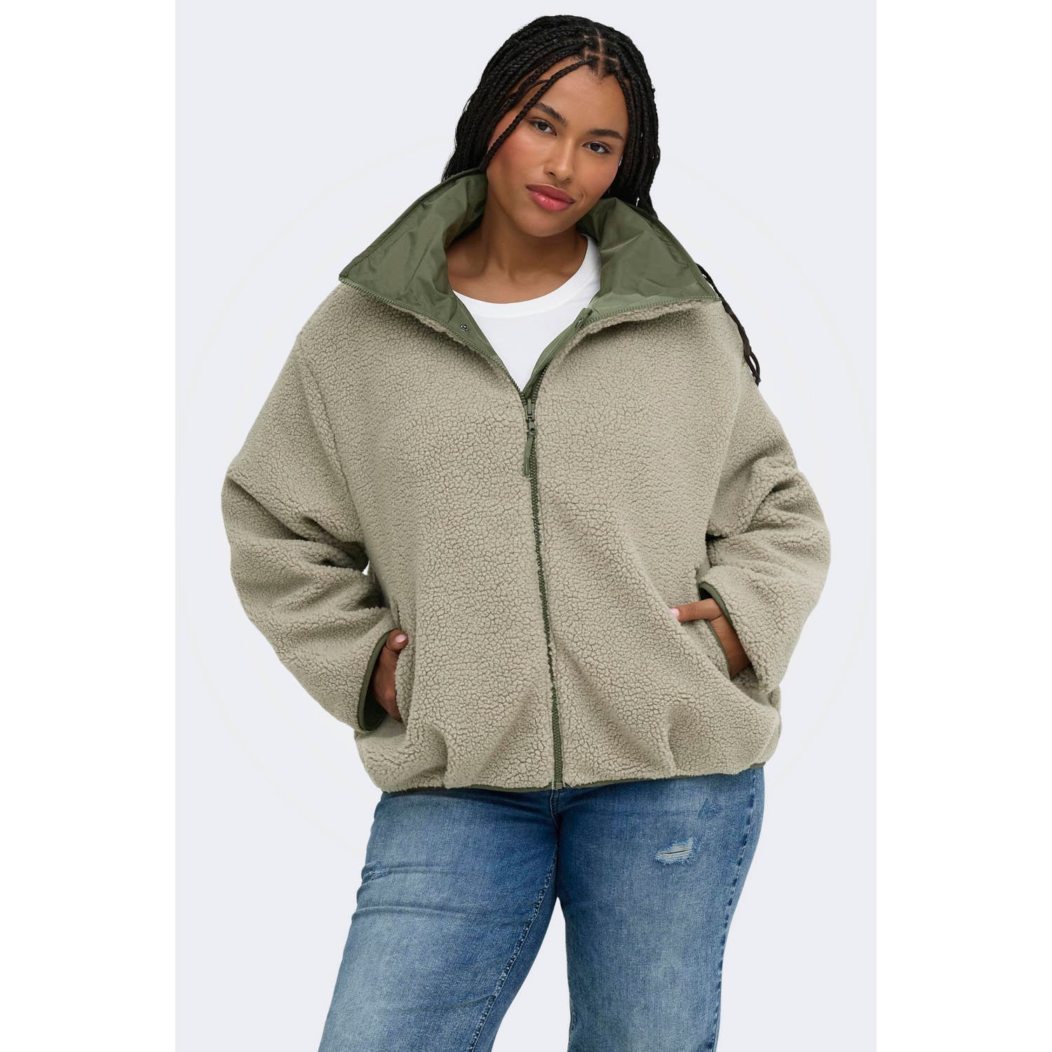 ONLY CARMAKOMA Plus Size anorak groen