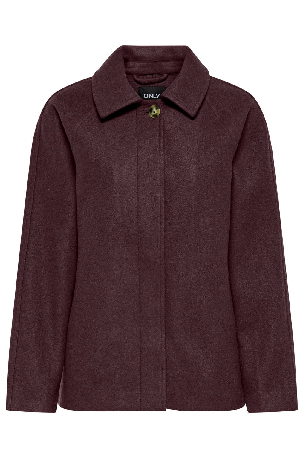 Donkerrode dames ONLY CARMAKOMA Carevie Jacket Otw Plus Size jas van polyester met effen, lange mouwen en knoopsluiting