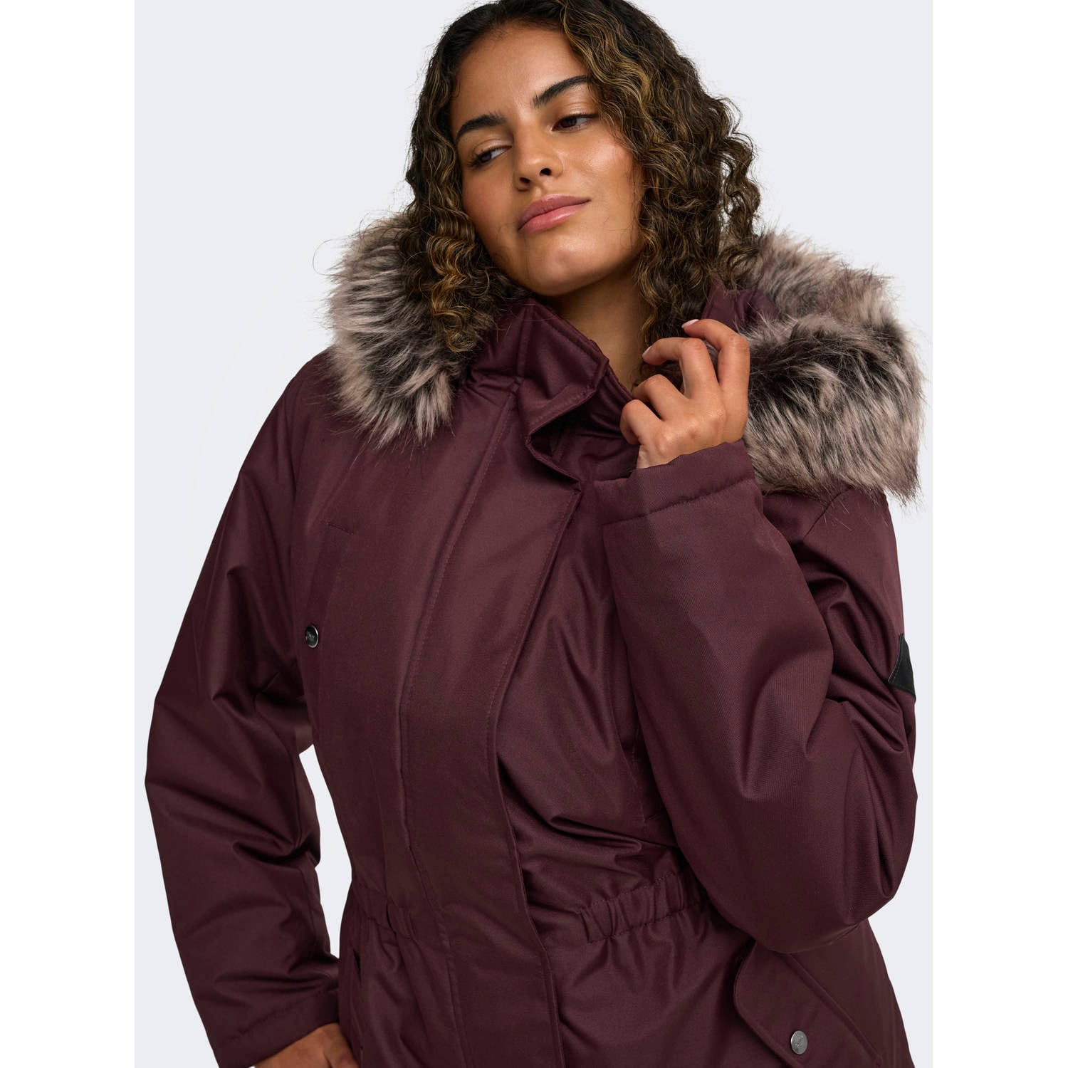 ONLY CARMAKOMA Plus Size winterjas donkerrood
