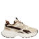 Manfield chunky leren sneakers - beige