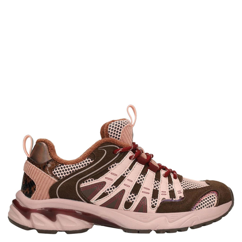 Donkerblauwe dames Manfield leren sneakers - met elastische veters
