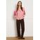 LOLALIZA gestreepte blouse met borduursels - roze