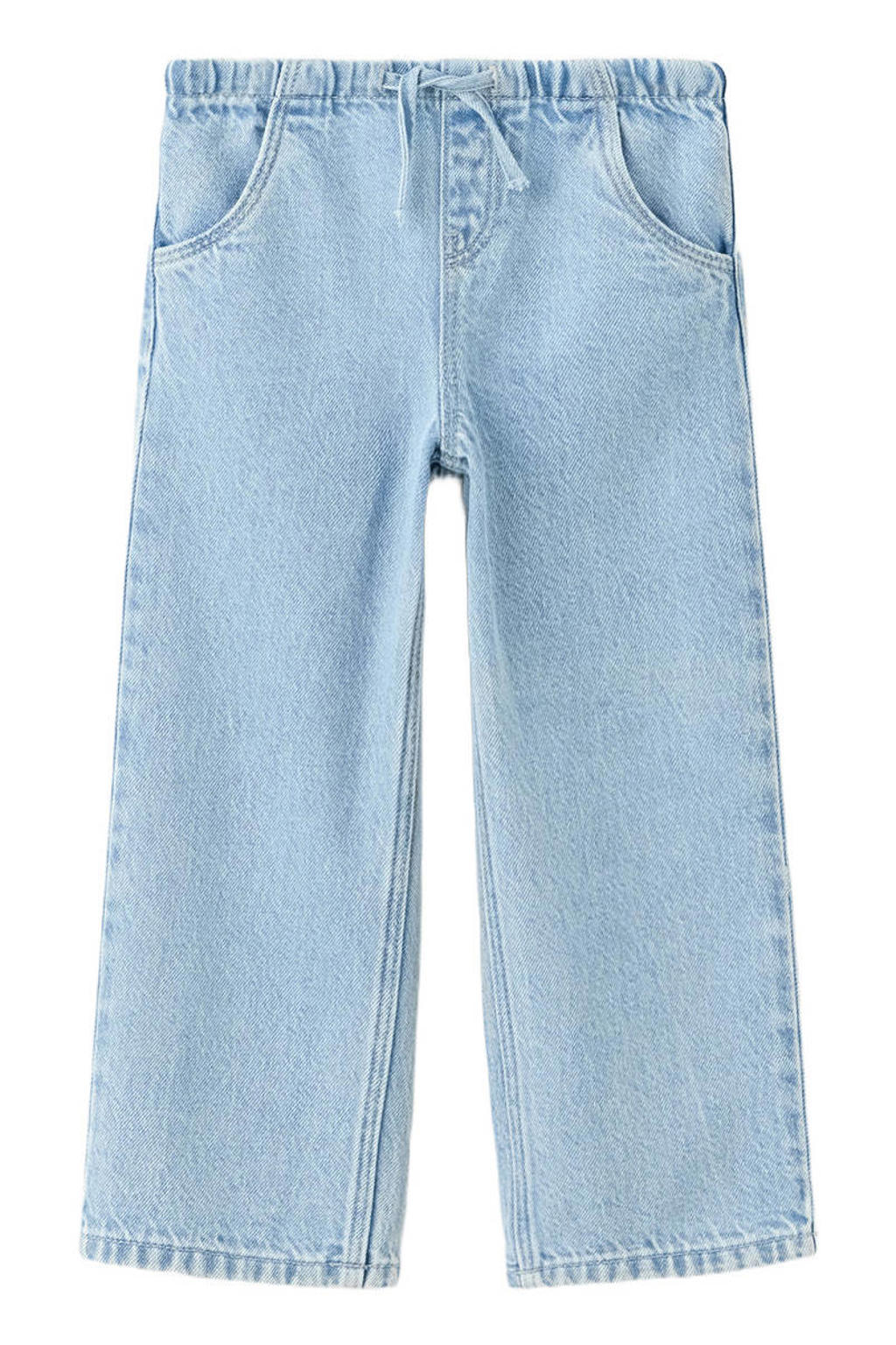 Light blue denim meisjes Mango Kids straight leg jeans van denim met effen