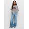 Mango Kids high wide leg jeans met strass-steentjes - blauw