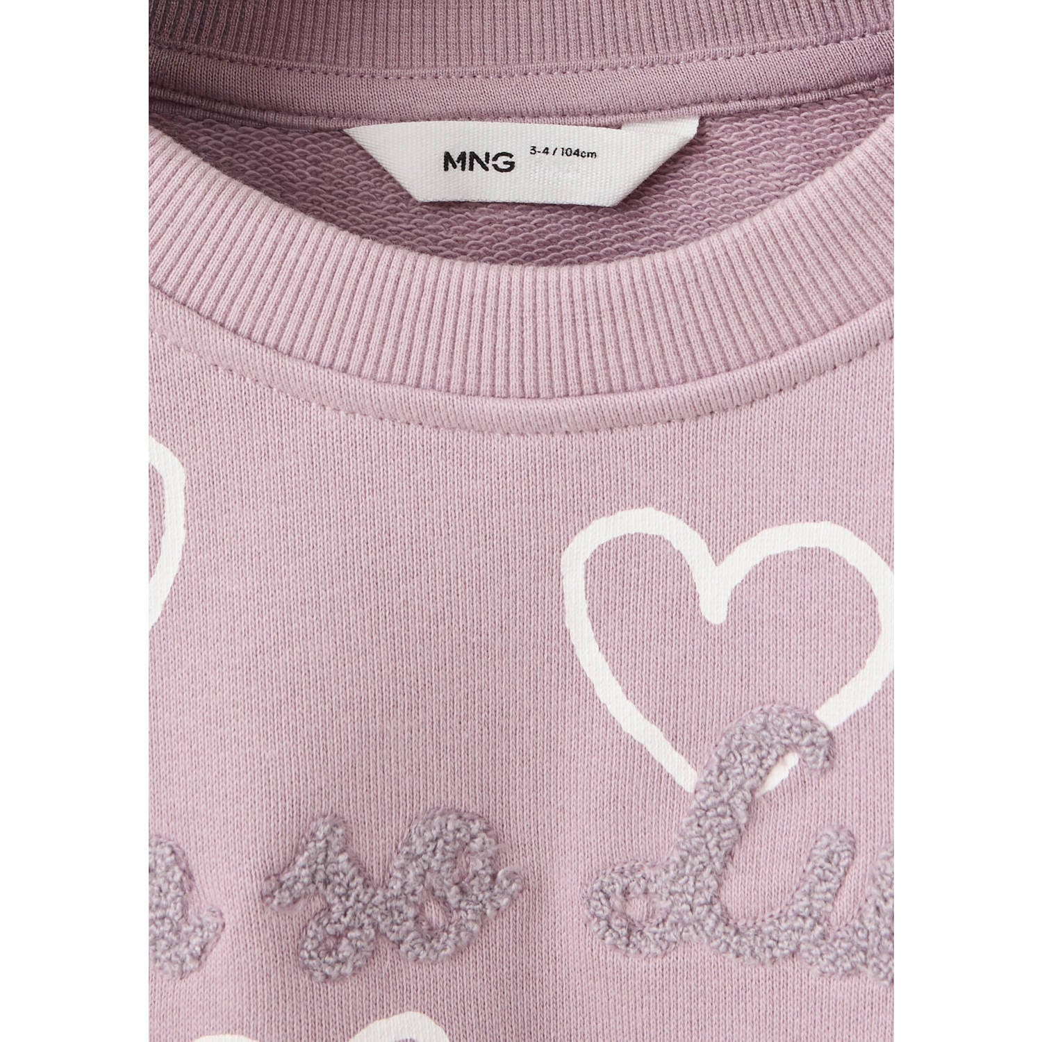 Mango Kids sweater met hartjes lila