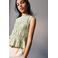 Mango Kids mouwloze blousetop met plooien, smockwerk en print - groen