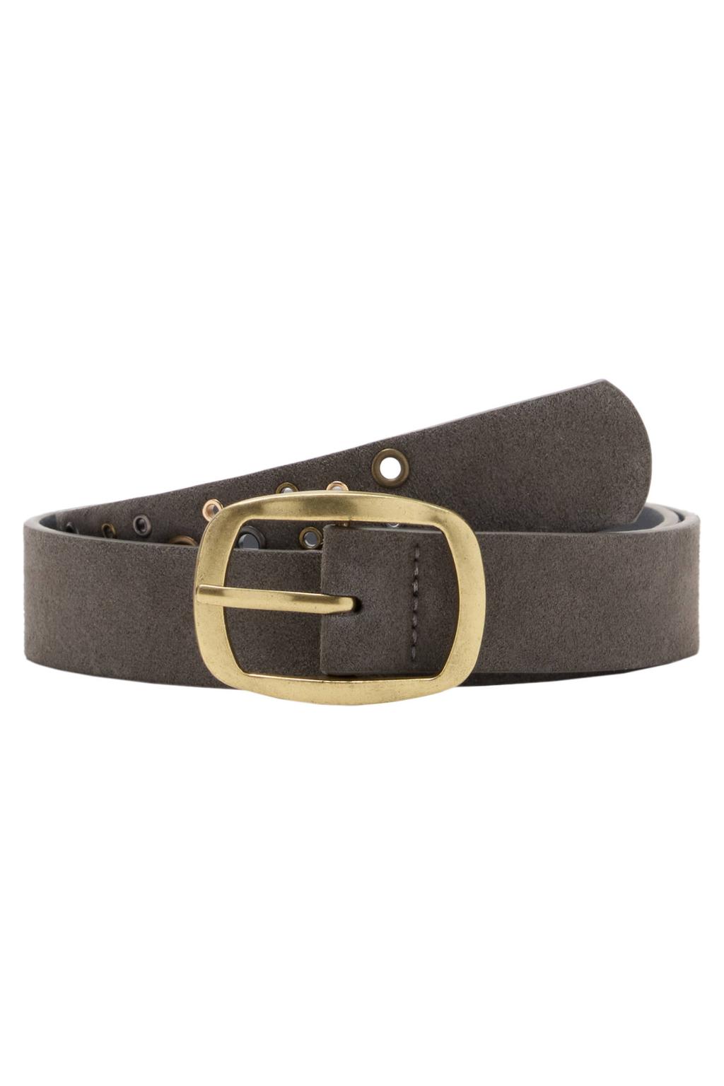 MANGO TEEN leren riem met eyelets - taupe