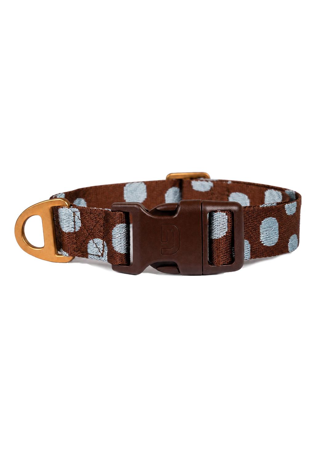 Dogguo Hondenhalsband DOT-COLLAR-BROWN/BLUE-M