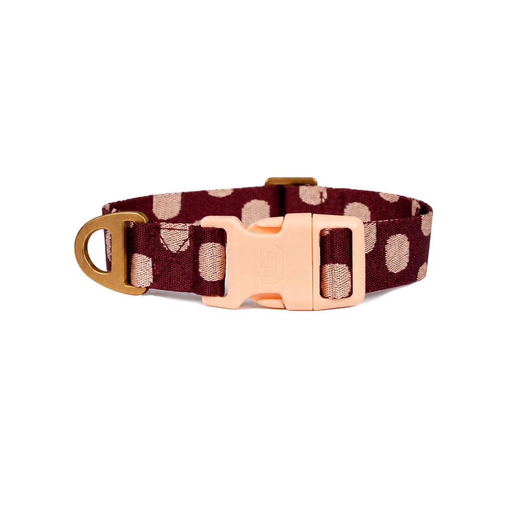 Dogguo Hondenhalsband DOT-COLLAR-BORDEAUX/PEACH-M