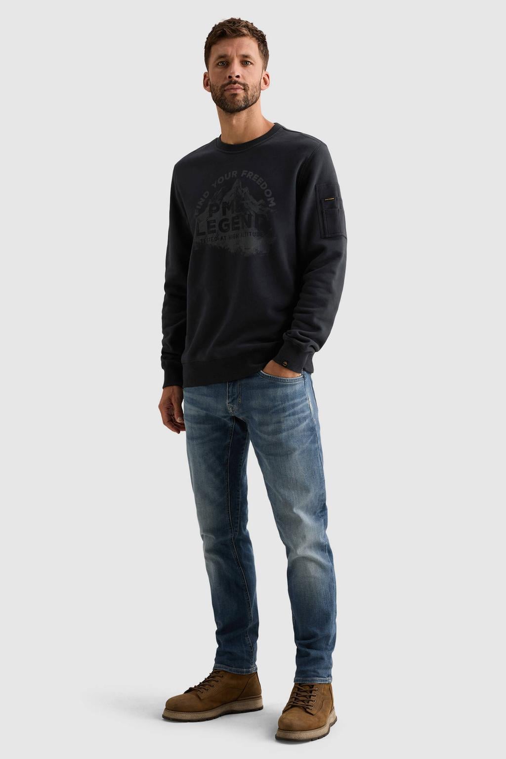 PME Legend regular fit trui met print - donkerblauw