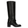 Sacha leren bikerboots met blokhak - zwart