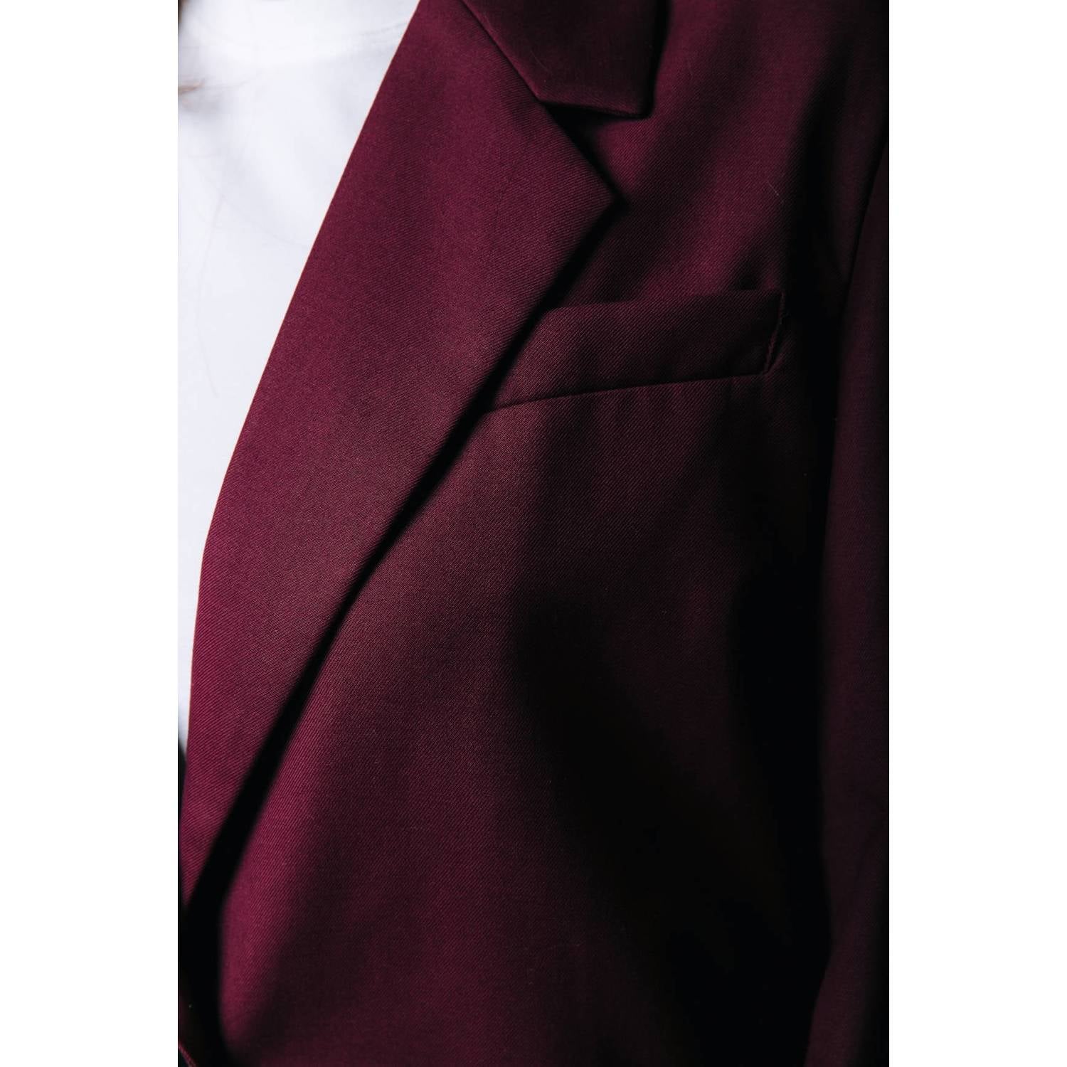 Colourful Rebel cropped blazer met krijtstreep donkerrood