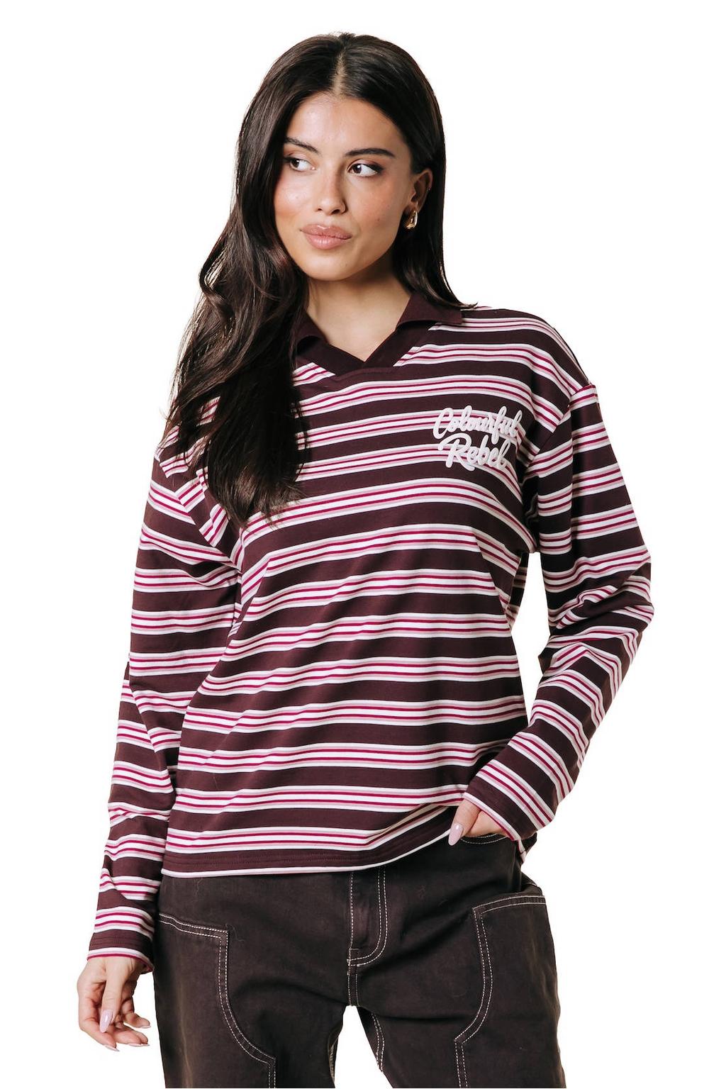 Colourful Rebel gestreepte top met logo - rood