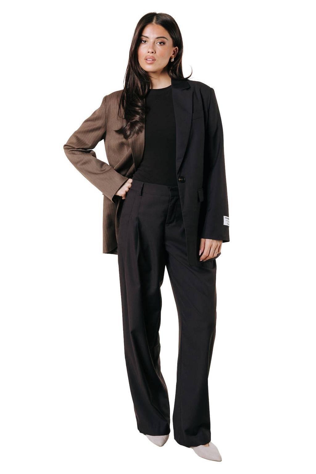 Colourful Rebel gestreepte double breasted blazer - bruin