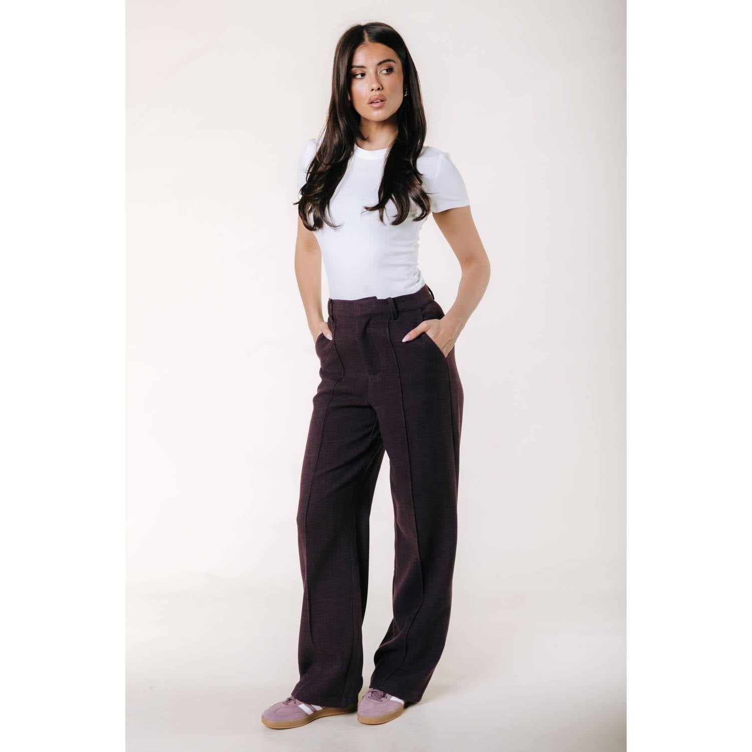 Colourful Rebel straight leg pantalon donkerpaars