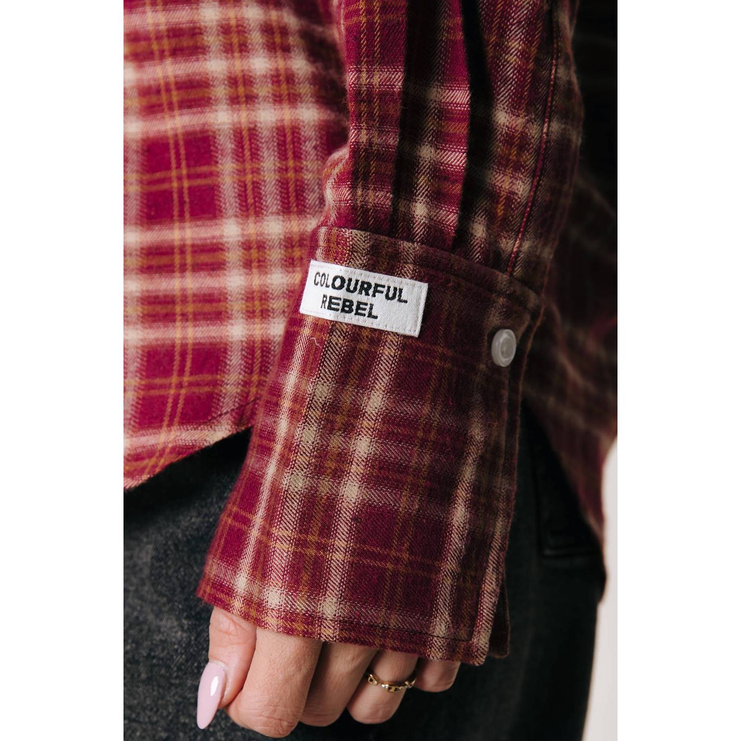 Colourful Rebel aansluitende geruite blouse rood