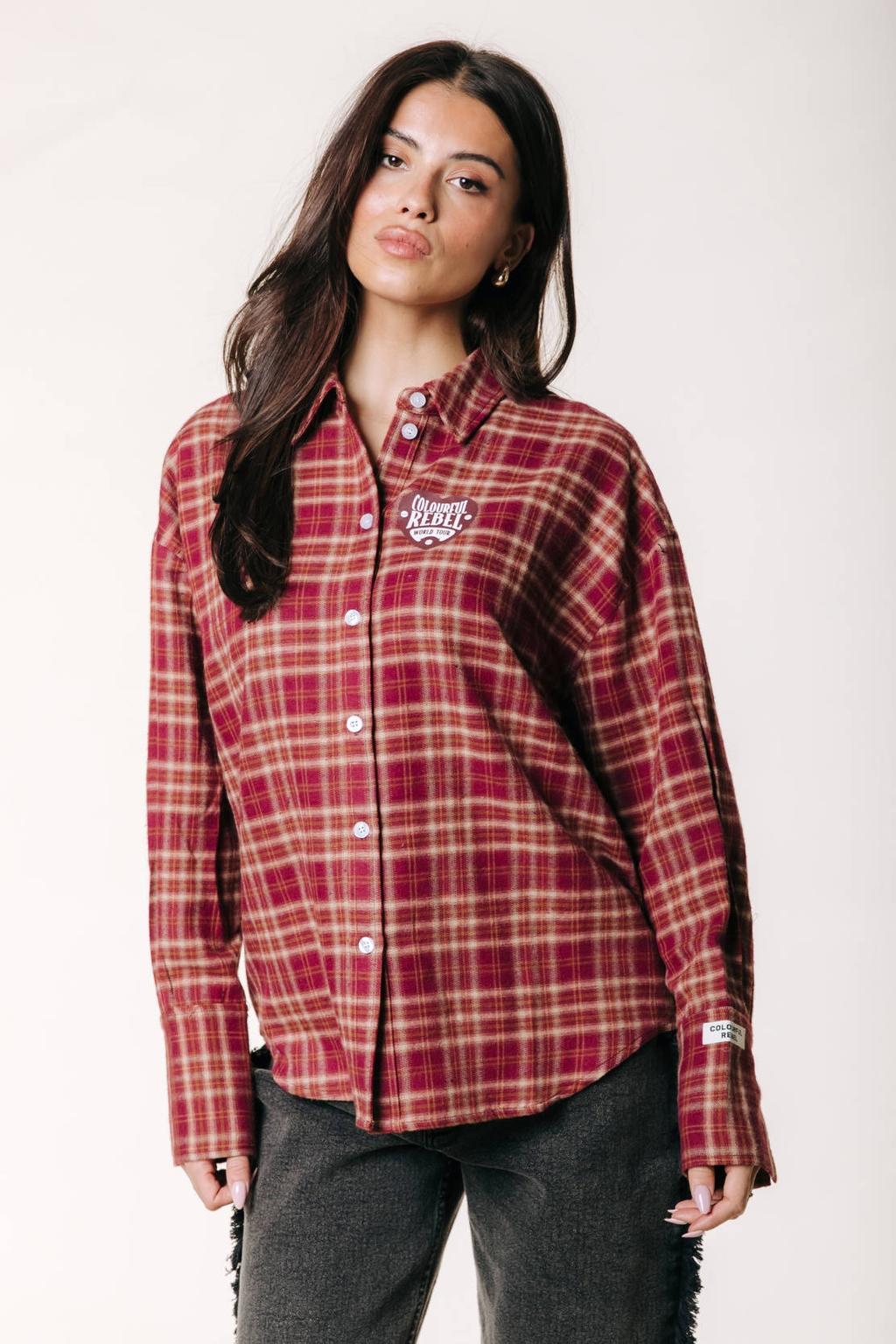 Colourful Rebel aansluitende geruite blouse - rood