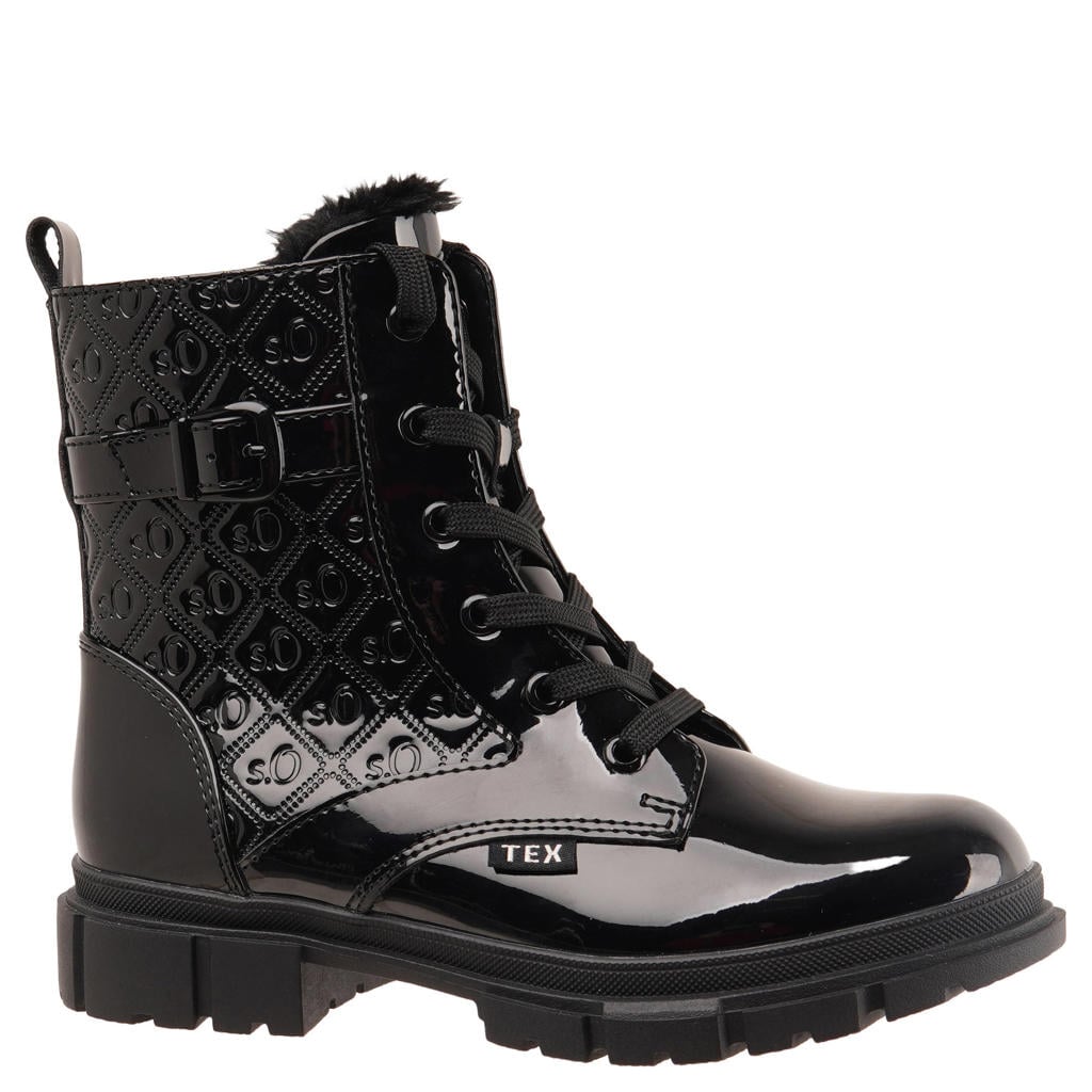 Bordeaux meisjes s.Oliver enkelboots - van lak met rits- en vetersluiting